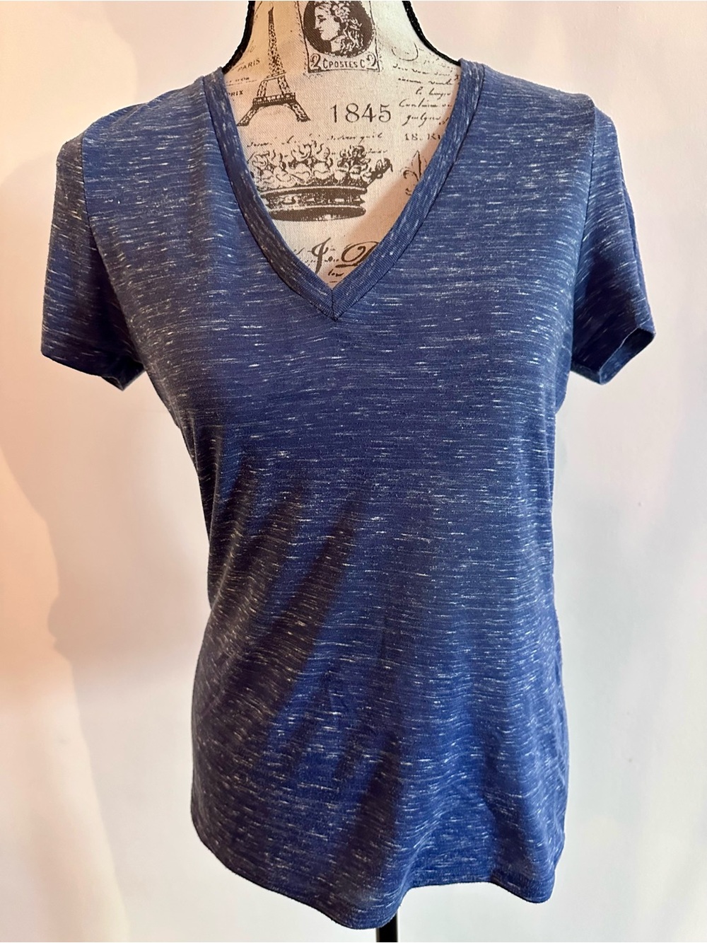 Women’s Blue V-Neck Short Sleeve Top